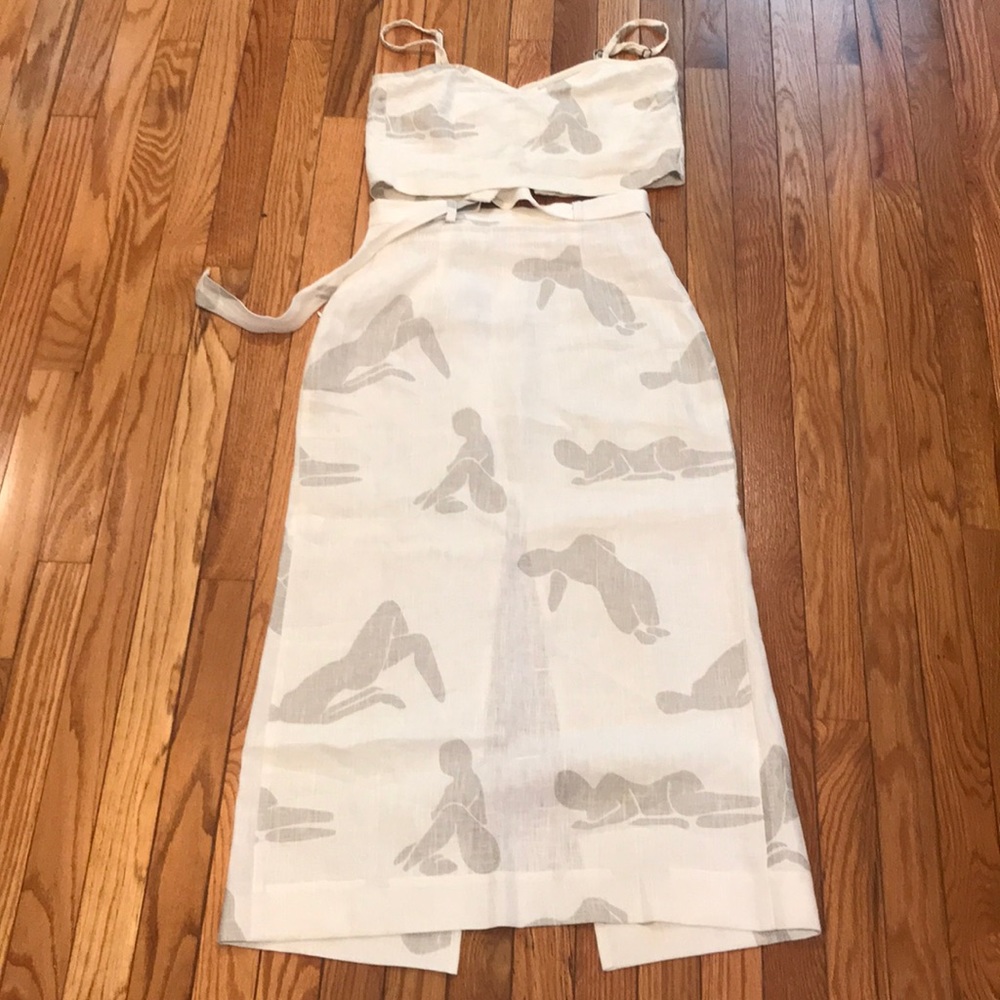 Paloma Wool Cream Two-Piece Maxi Dress with Nude Figural Print